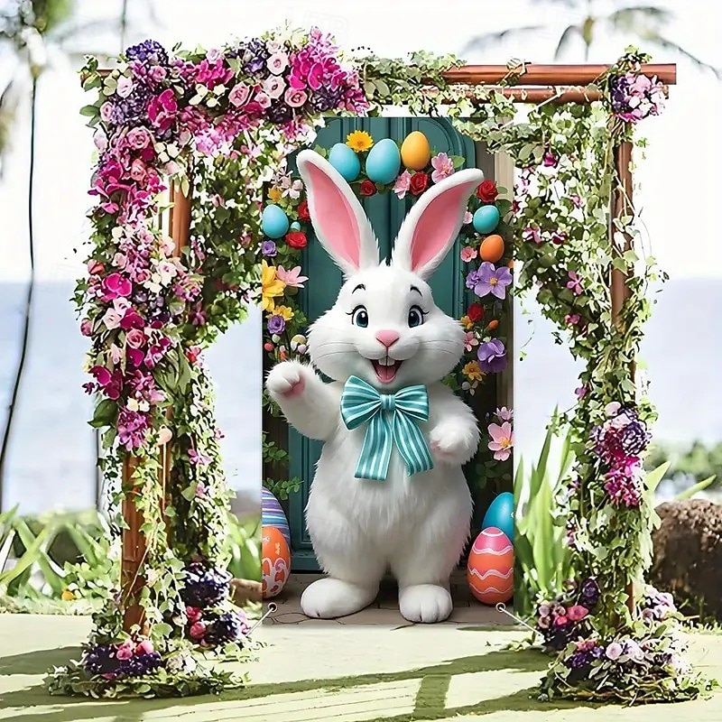 Door Decorations Door Covers Rabbit Eggs Door Tapestry Door Curtain Decoration Backdrop Indoor/Outdoor Door Banner for Front Door Farmhouse3