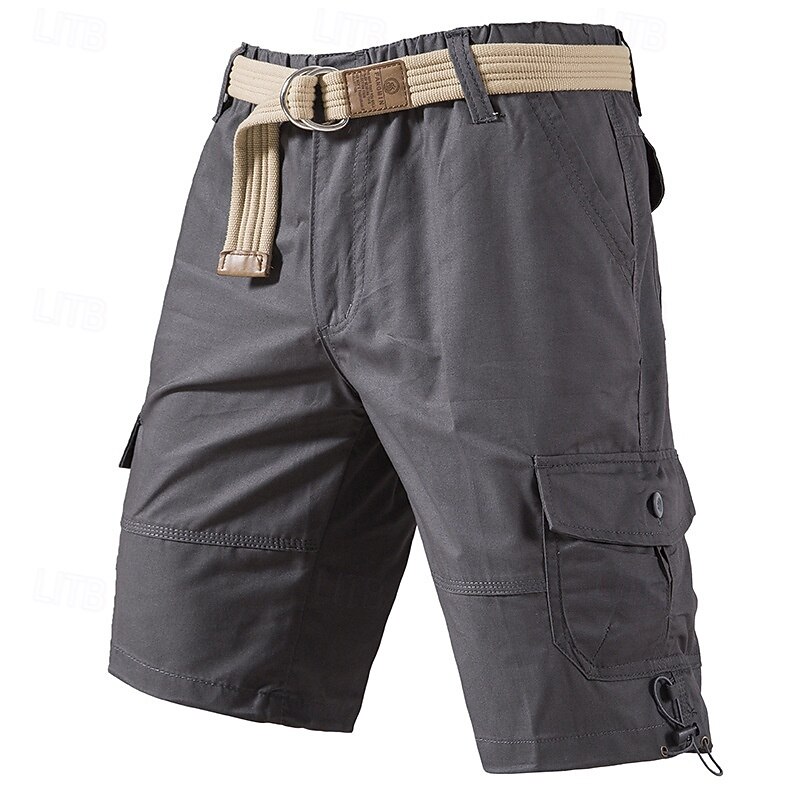 Men's Cargo Shorts Shorts Bermuda shorts Multi Pocket Straight Leg Plain Breathable Moisture Wicking Knee Length Outdoor Casual Camping & Hiking Fashion Streetwear Army Yellow Black2