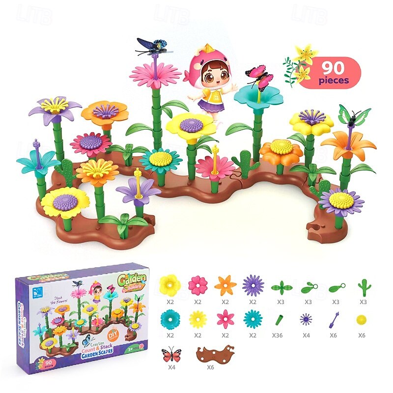 Flower Garden Building Toy Random Color STEM Educational Activity Preschool Toy Halloween/ Thanksgiving Day/ Christmas Gift Easter Gift3