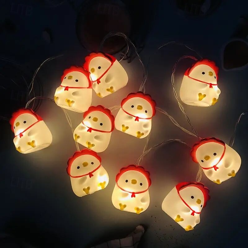 1.5m Easter Chicken String Lights 10LEDs Cute LED Rabbit & Cartoon Animal Fairy Lights, Holiday Party & Bedroom Decor2