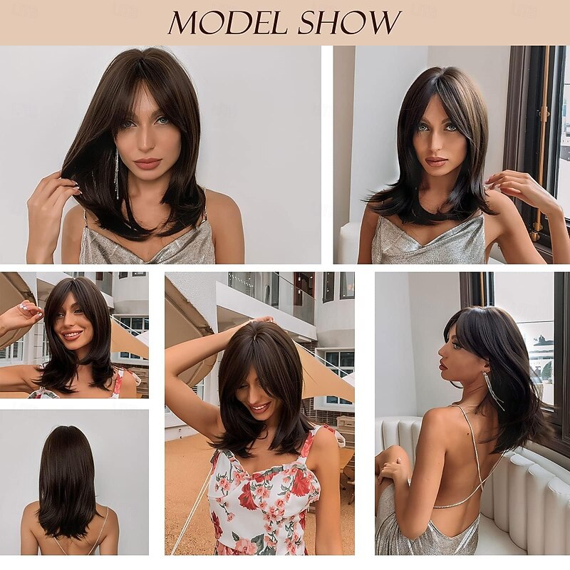 Layered Wigs for Women Synthetic Curly Wavy Hair Wig4