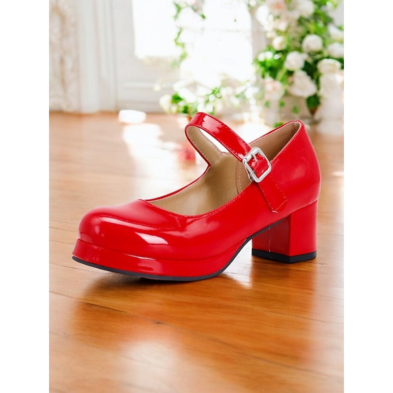 Women's Retro Patent Faux Leather Green Mary Jane Heels – Chunky Block Heel Platform Pumps for Cosplay, Parties & Vintage Fashion2