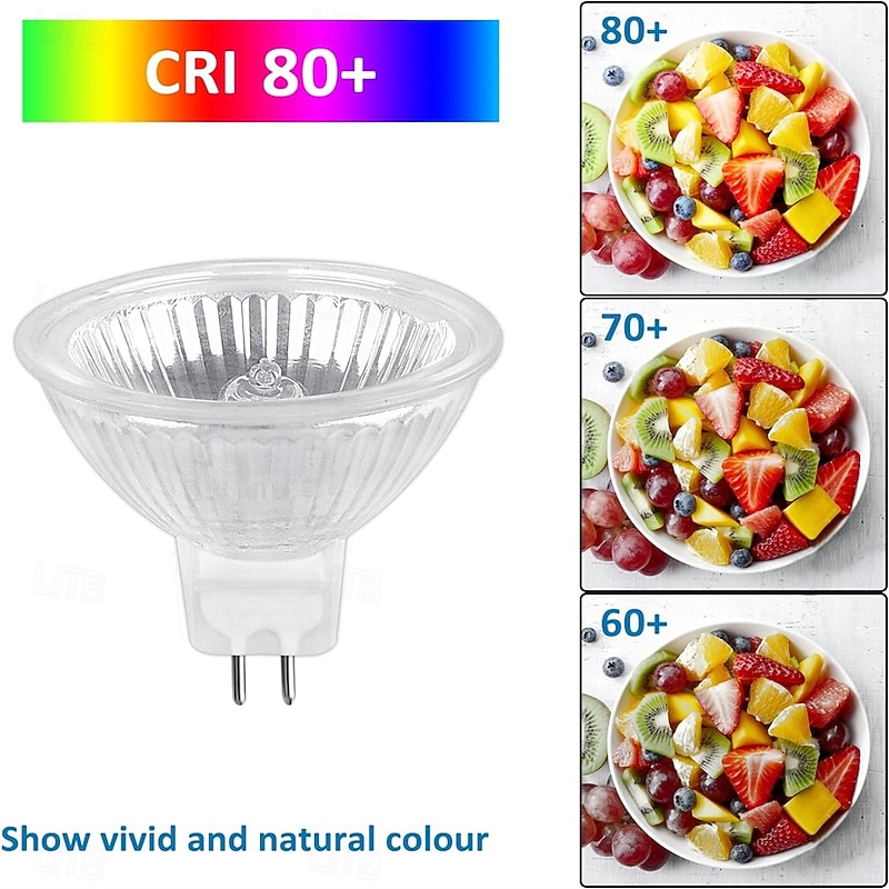 MR16 Halogen Bulb 50W 12V Dimmable – GU5.3 Bi-Pin Base Spotlight 2700K Warm White for Landscape and Track Lighting 10pcs4