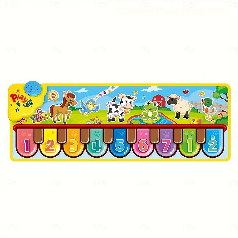 Multicolor Interactive Floor Piano Keyboard - 24 Sounds Musical Mat, Polyester Animal Design Carpet Blanket, Toys, Touch4
