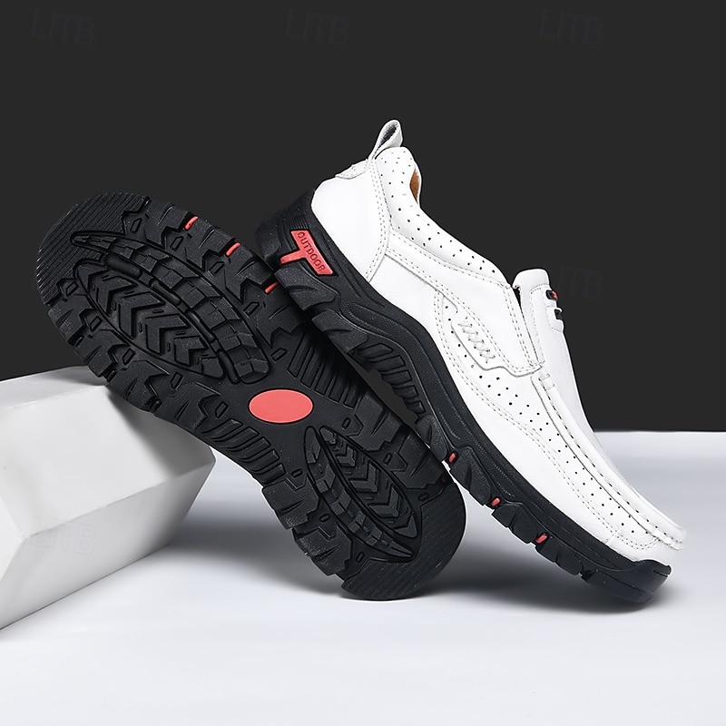 Men's Outdoor Slip-On Loafers – Breathable Perforated Faux Leather Casual Shoes with Rugged Non-Slip Sole for Walking & Travel2