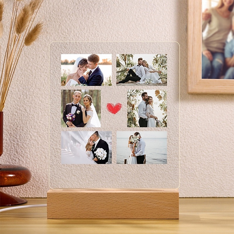 Personalized Acrylic Wedding Night Light  – Light Up Photo Frame French Style Customized Photos Romantic Gift for Couples, Anniversaries & Weddings2
