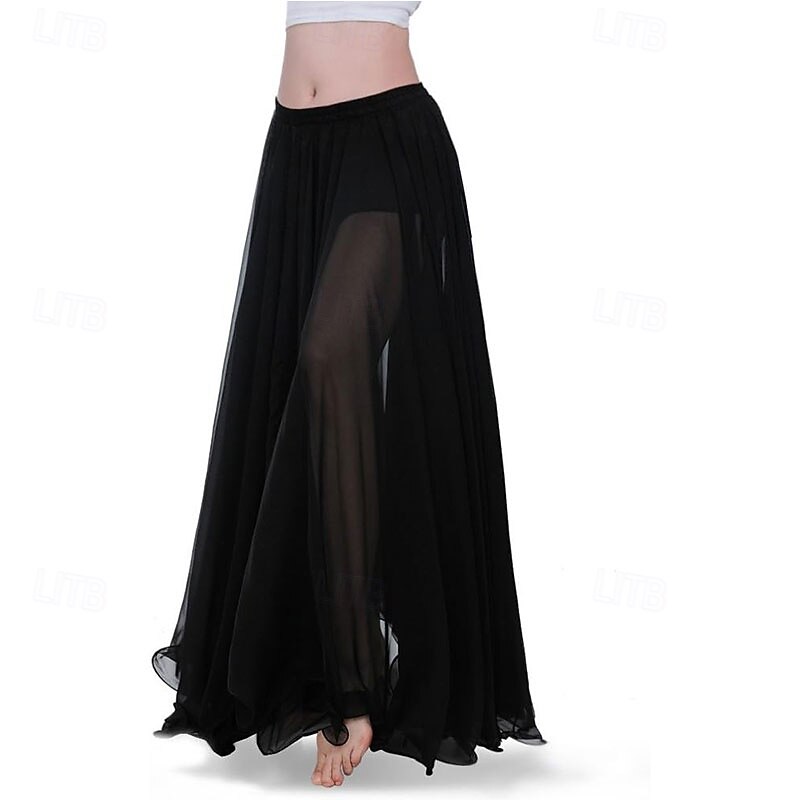 Royal Smeela Chiffon Belly Dance Skirt for Women Tribal Long Dress in Solid Color Barisilk3