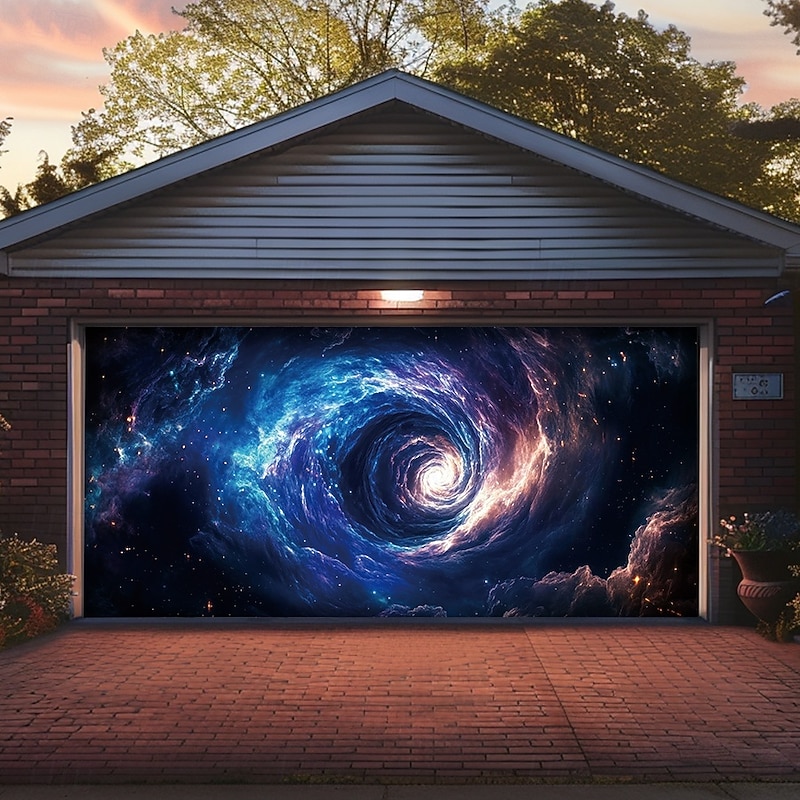 Landscape Door Decorations Garage Door Cover Galaxy Outdoor Banner Large Christmas Backdrop for Holiday Outdoor Garage Door Home Wall Decorations