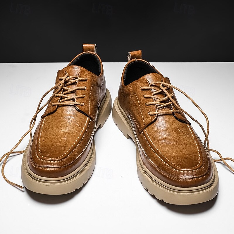 Men's Brown Faux Leather Casual Lace-Up Sneakers – Stylish and Comfortable Shoes for Everyday Wear and Outdoor Activities3