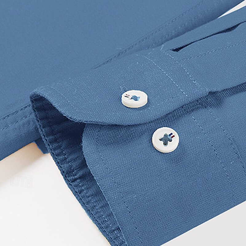 Men's Oxford Shirt White Navy Blue Blue Orange Light Grey Long Sleeve Standing Collar School Wedding Buttons Clothing Apparel Neutral Fashion Daily3