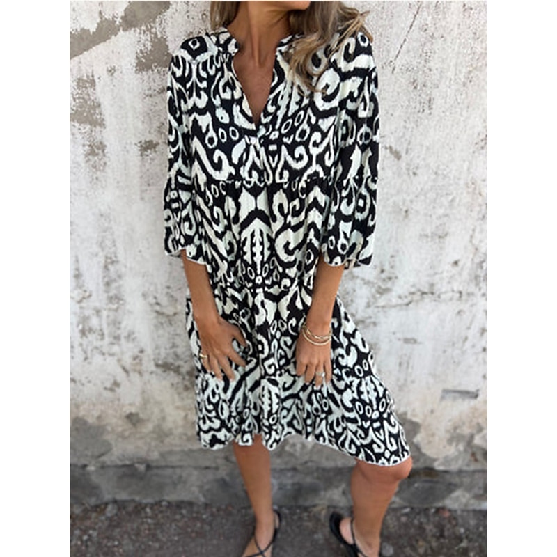 Women's Long Dress Maxi Dress Casual Dress A Line Dress Summer Dress Boho Dress Stylish Casual Vacation Daily Regular Fit Floral Half Sleeve V Neck Black Wine Blue Summer3