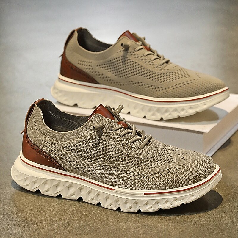 Men's Breathable Knit Lace-Up Sneakers – Lightweight Casual Running Shoes with Cushioned Sole for Walking & Everyday Wear3