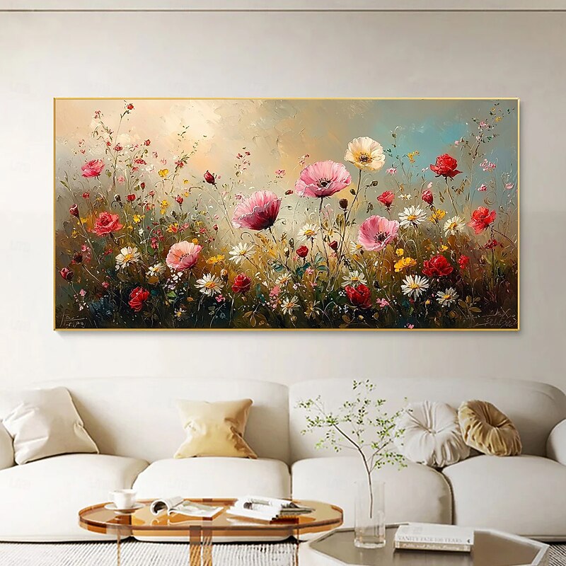 Handmade Original Colorful Flowers Painting Oil Painting On Canvas Abstract Floral Wall Art for Home Decor With Stretched FrameWithout Inner Frame Painting2