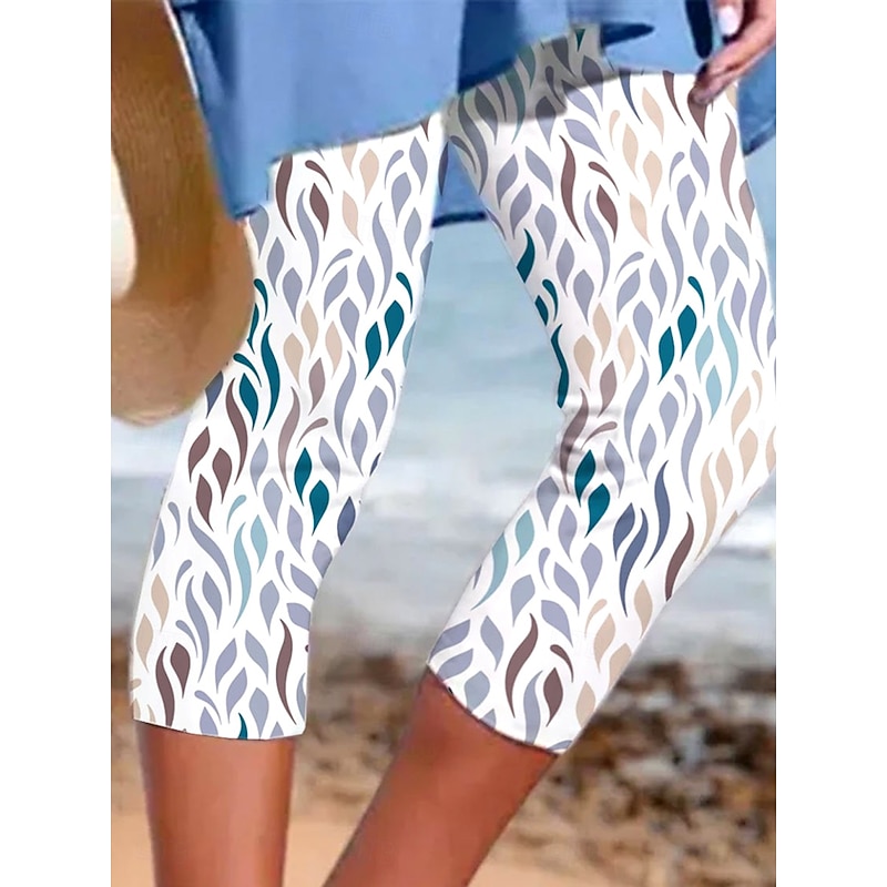 Women's Leggings Capri Pants High Elasticity Fashion Streetwear Calf-Length High Waist Graphic Polka Dot Gradient Printing Breathable Soft  Outdoor Daily Baby blue Summer Spring Regular Fit2