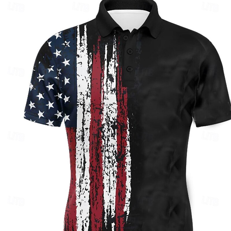 Men's American US Flag Veterans Polo Short Sleeve Polo Shirts Collared Shirts Vintage School Outdoor Daily Wear Home Wear 3D Print Summer Dark Blue2