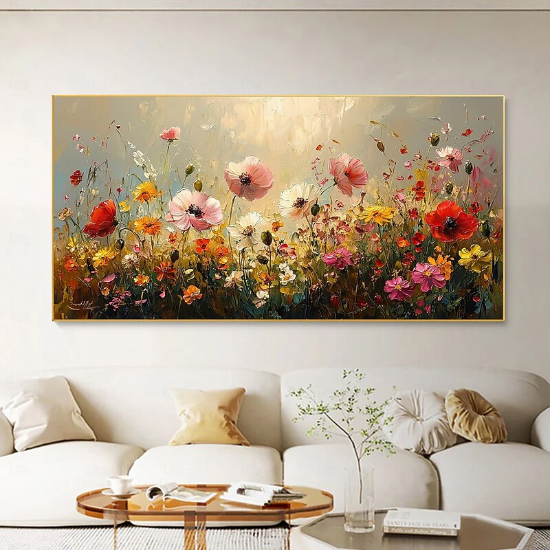 Handmade Original Colorful Flowers Painting Oil Painting On Canvas Abstract Floral Wall Art for Home Decor With Stretched FrameWithout Inner Frame Painting4