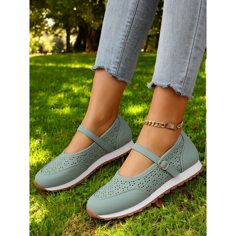 Perforated Sneakers for Women – Stylish Walking Shoes with Strap Design and Comfort Fit, Ideal for Outdoor Activities and Everyday Wear2