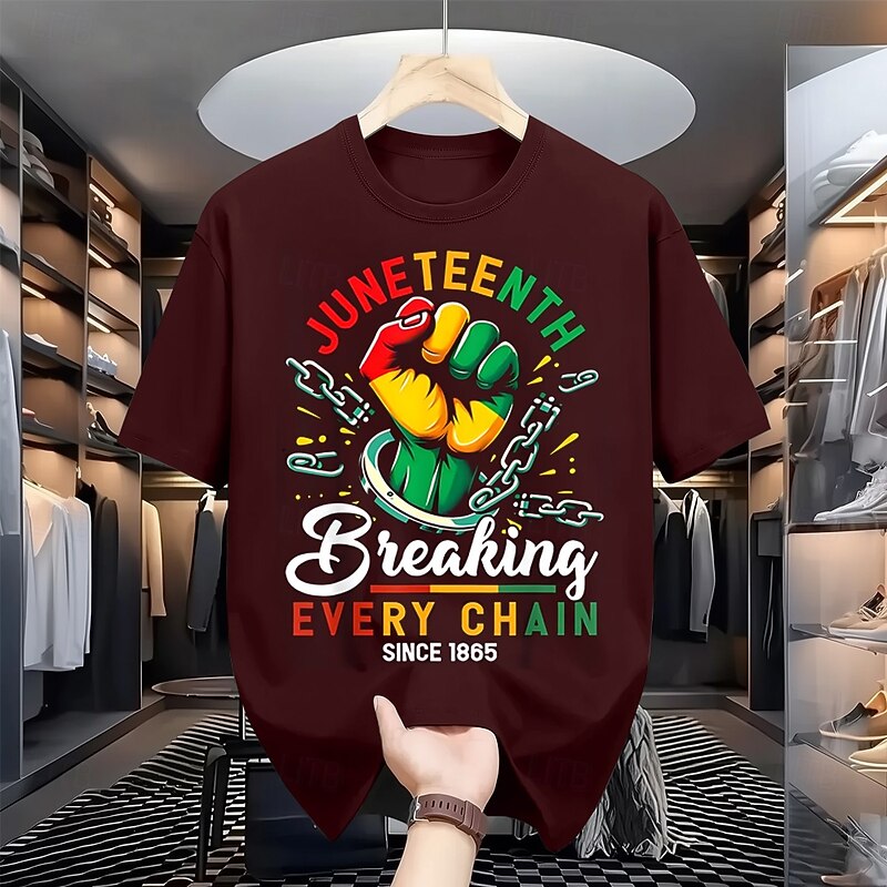 Men's Juneteenth Lifestyle Graphic T-Shirt: Breaking Every Chain Since 1865 Short Sleeve2