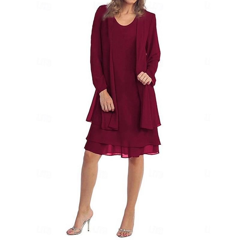 Women's Midi Dress Casual Dress Elegant Casual Weekend Loose Fit Plain 3/4 Length Sleeve Crew Neck Light Pink Black Wine Navy Blue Summer Spring Fall3