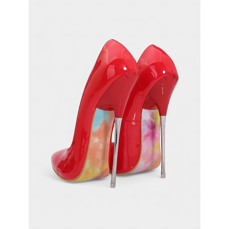 Red Patent Leather Stiletto Pumps – Women's Sexy Pointed Toe Ultra-High Heel Shoes for Party & Evening Events4