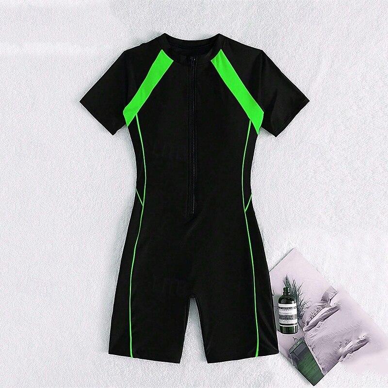 Women's One Piece Swimsuit Swimwear Patchwork Swimwear White Pink Breathable Quick Dry Lightweight Swimming Surfing Beach Summer Spring3