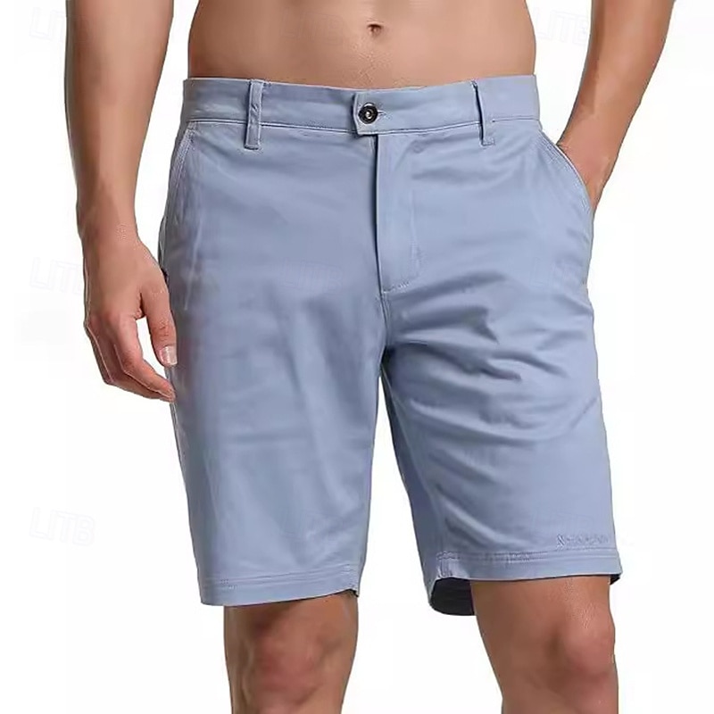 Men's Shorts Chino Shorts Bermuda shorts Work Shorts Straight Leg Plain Moisture Wicking Wearable Knee Length Outdoor Business Daily Fashion Streetwear Black White Micro-elastic3