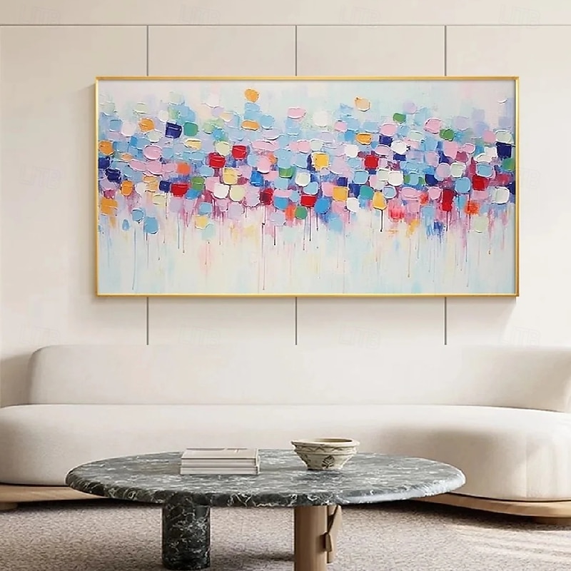 Large pink abstract oil painting hand painted colorful handmade painting modern office art flower painting colorful abstract painting for living room wall decoration2