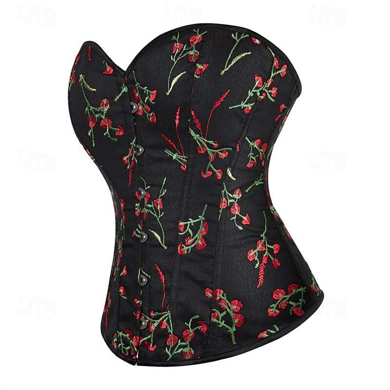Retro Vintage Medieval Renaissance Corset Vest Bustier 12 Bones Floral Embroidery Fancy Dress Women's Fantasy Royal Halloween Carnival Party Casual Daily LARP Adults' Corset2
