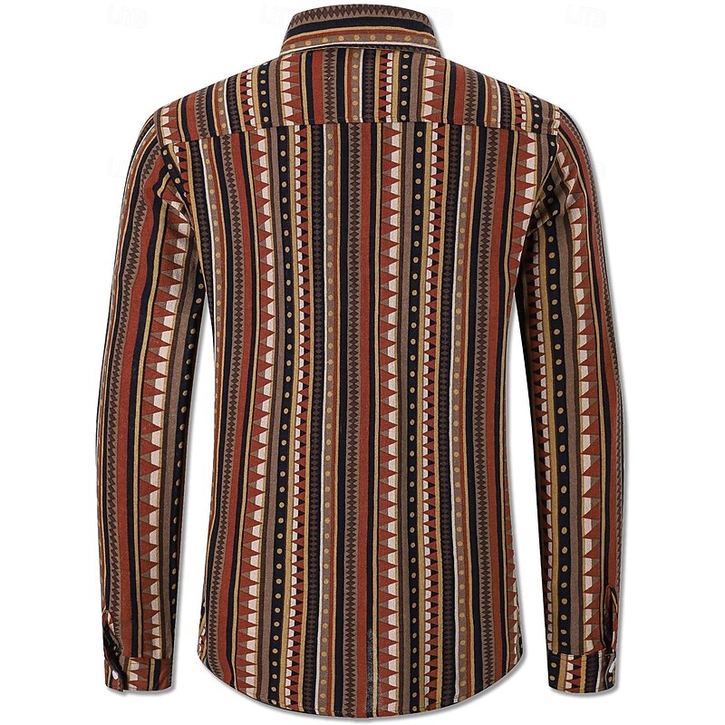 Retro Vintage 1970s Shirt Hippie Stripes Ethnic Fancy Dress Men's Party Daily Wear Pride Parade Adults' Shirt2