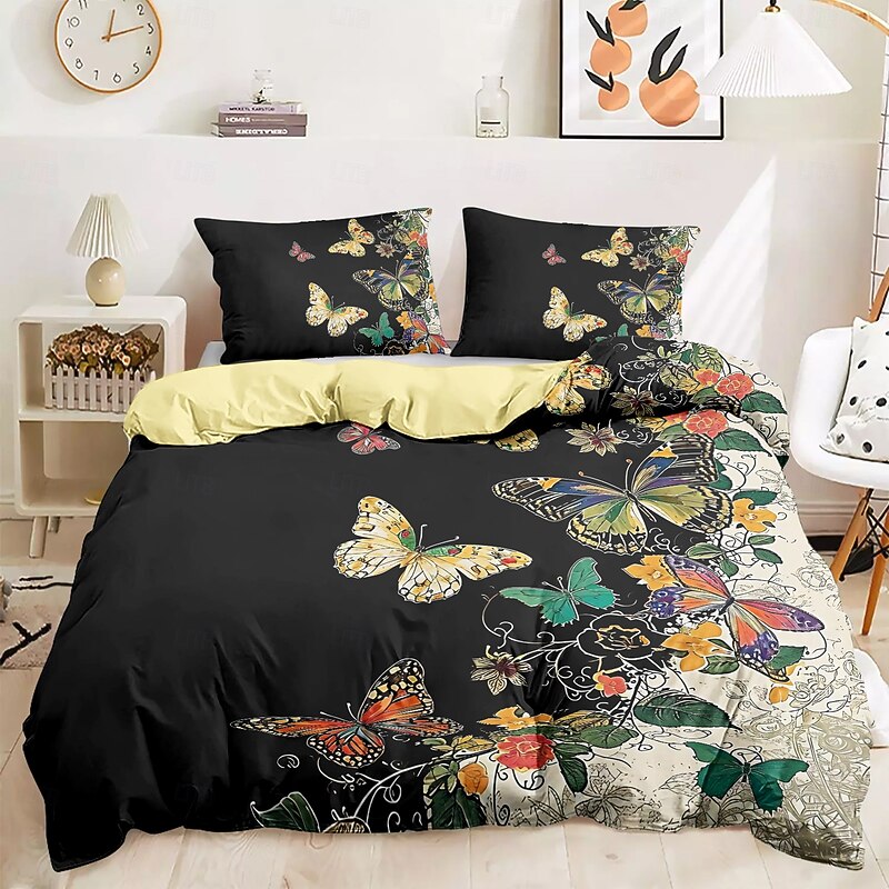 Butterfly Pattern Duvet Cover Set Set Soft 3-Piece Luxury Cotton Bedding Set Home Decor Gift King Queen Duvet Cover3