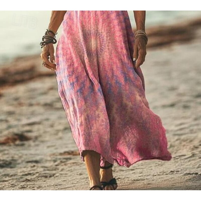 Women's Maxi Dress Casual Dress A Line Dress Stylish Casual Vacation Daily Regular Fit Floral Short Sleeve V Neck Light Pink Light Purple Purple Beige Spring Fall3