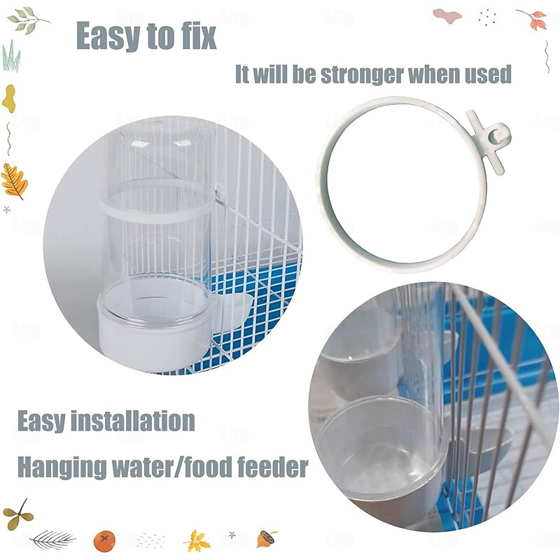 Bird Feeders Water Dispenser No Mess Parrot Food Seed Dispenser Bird Automatic Waterer Feeder Container Cockatiel Cage Accessories for Parrot Finch Budgie Lovebirds Canaries3
