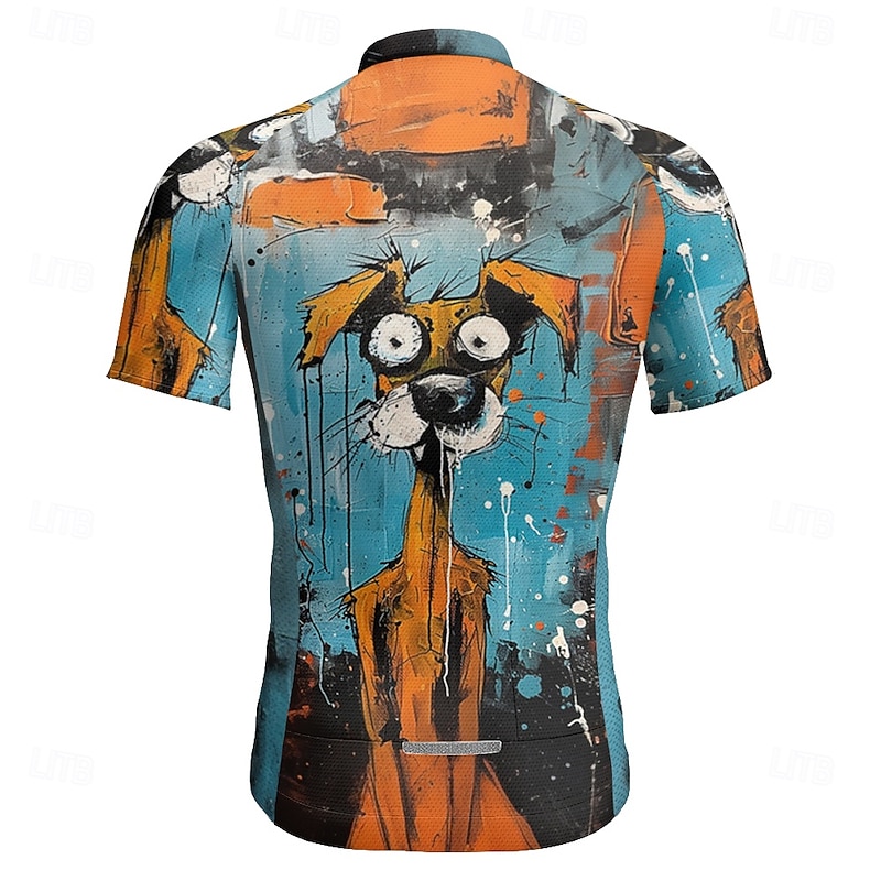 Men's Cycling Jersey Dog Short Sleeve Bike Tee Tshirt Jersey with 3 Rear Pockets Mountain Bike MTB Quick Dry Anatomic Design Wicking Breathable Sports Blue Clothing Apparel3