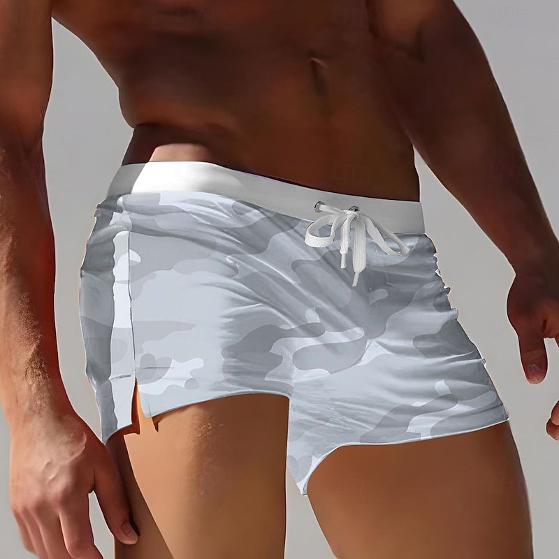 Men's Mixed Color Abstract Art Swim Trunks Swim Shorts Board Shorts Mid Waist 3D Print Hawaiian Surfing Holiday Beach Drawstring with Mesh lining Elastic Waist Designer Clothing Apparel4