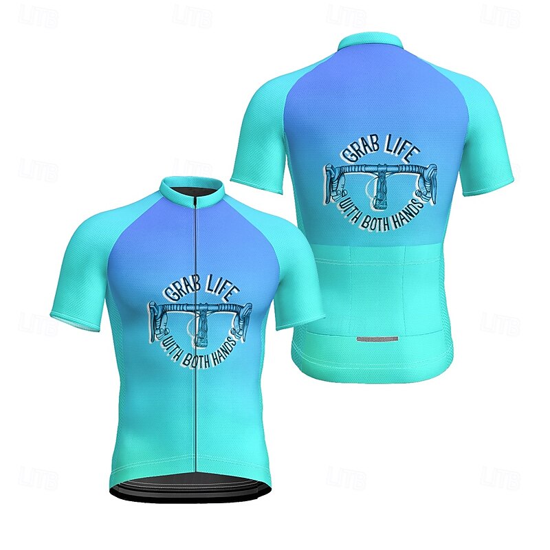 Men's Cycling Jersey Gradient Letter & Number Short Sleeve Bike Tee Tshirt Jersey with 3 Rear Pockets Mountain Bike MTB Quick Dry Anatomic Design Wicking Breathable Sports Red Blue Green Clothing2