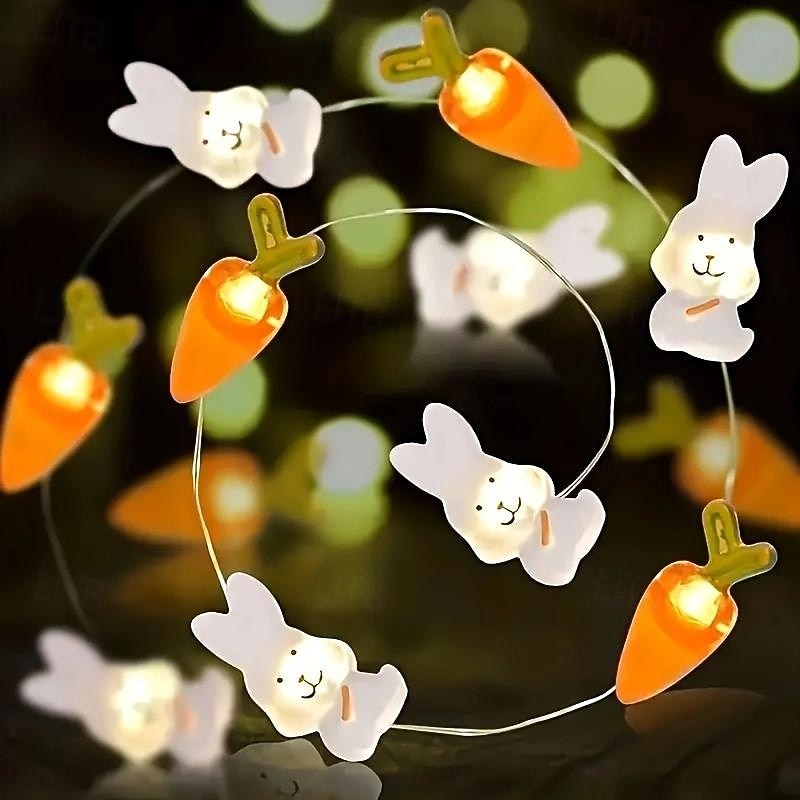 1pc Easter Copper Wire String Light Resurrection Rabbit Carrot Element AA Battery Box Power Supply 1M-10Leds/2M-20Leds/3M-30Leds2