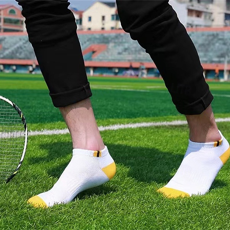 Men's 5 Pairs Multi Packs Socks Running Socks Casual Socks Yellow Red Color Color Block Vacation Sports & Outdoor Daily Basic Medium Spring Fall Fashion Casual3