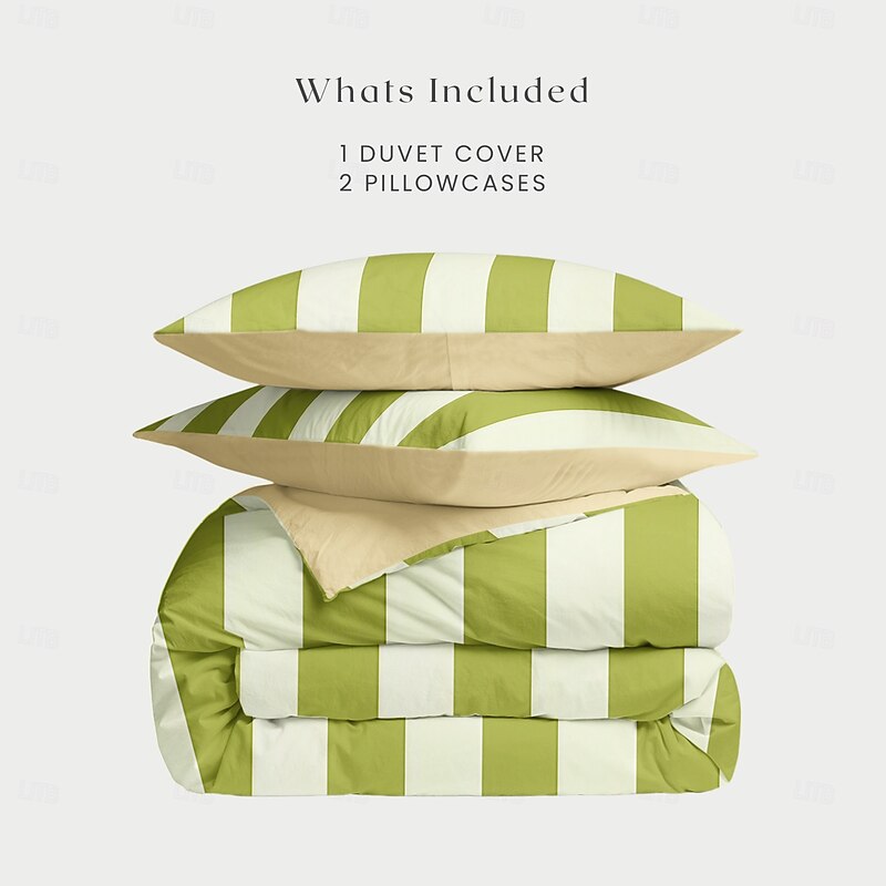 Green Stripe Pattern Duvet Cover Set Comforter Set 2/3PCS Luxury Cotton Bedding Set Home Decor Bedding Gift King Queen Full Size Queen King Size2