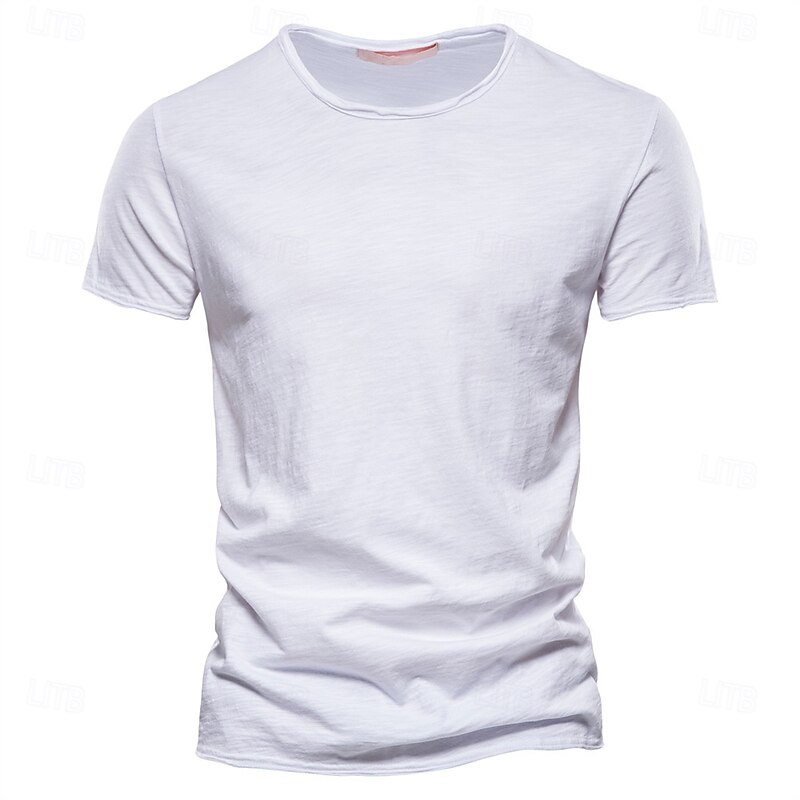 100% Cotton Men's Tee Crewneck Short Sleeve Classic Style T Shirt2