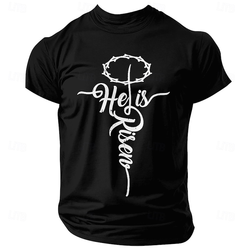 Easter Men's Jesus T Shirt 100% Cotton Short Sleeve Graphic Shirt Black White Deep Blue Comfortable Tee Vacation Street Fashion Designer Clothing
