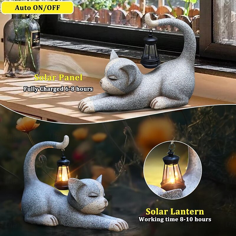 Solar Cute Cat Garden Statue Light – Outdoor Waterproof Decorative Light for Yard, Porch, Lawn, and Walkway, Perfect Birthday Gift4
