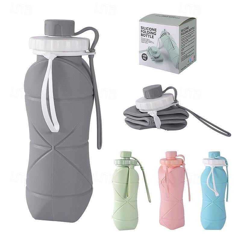Collapsible Silicone Water Bottle - Leakproof, BPA-Free & Food Grade - Perfect for Hiking & Travel