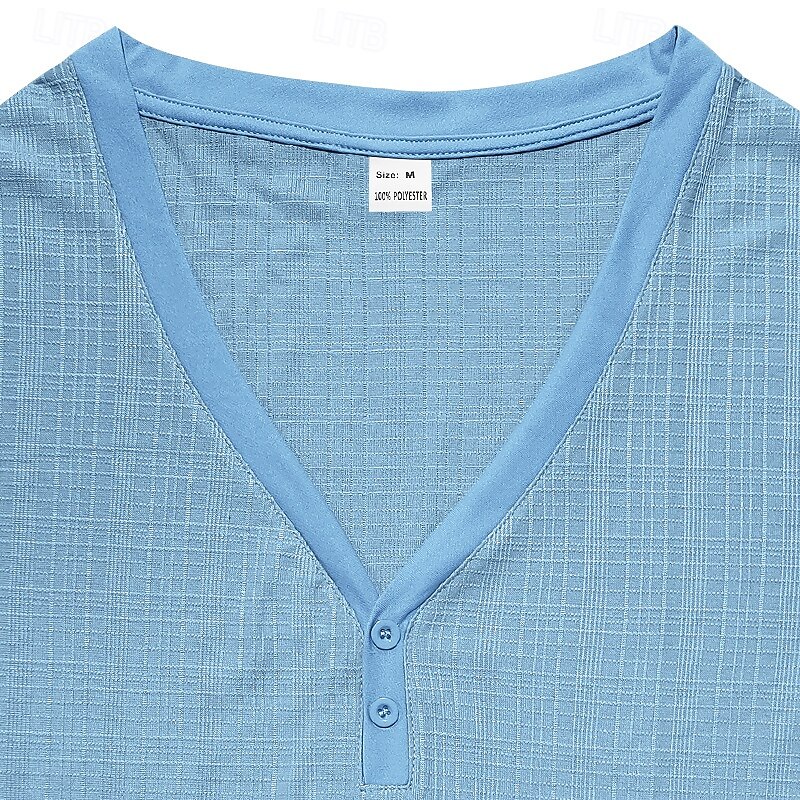 Men's Button T Shirt T Shirt Henley Shirt Tee Short Sleeve Henley Summer Solid / Plain Color Fashion Designer Knitting Vacation Street Going out Navy Black White Top Tee for Men3