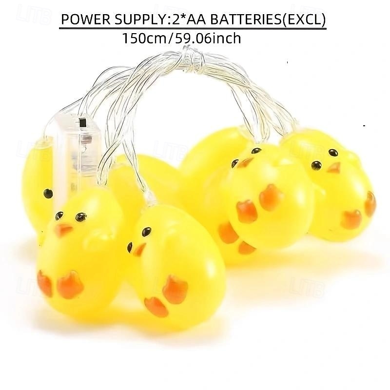 3M-20Leds Easter Little Yellow Chicken Light String AAA Battery Box Power Supply Easter Dinner Party Indoor Atmosphere Decoration Light String4