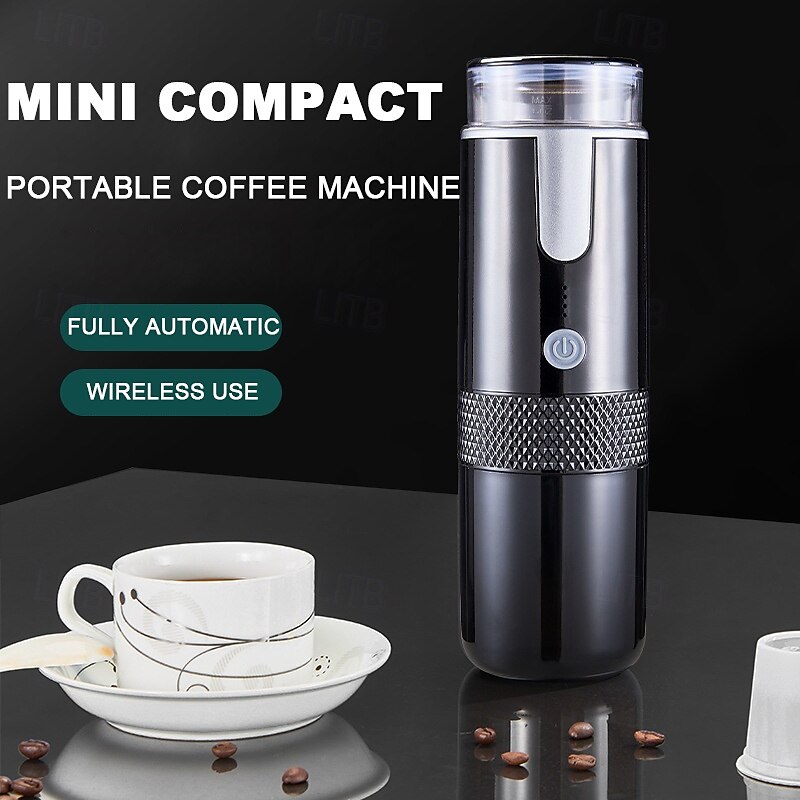 160ML Mini Wireless Portable Electric Capsule Coffee Machine Black 1200mAh USB Charging Outdoor Business Travel Car Coffee Maker