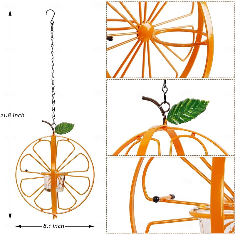 Oriole Bird Feeder for Outdoors Jelly and Oranges, Orange Fruit Oriole Jelly Bird Feeder, Outdoor Garden Metal Hanging Drinking Grape Jelly Container Hummingbird Feeder2