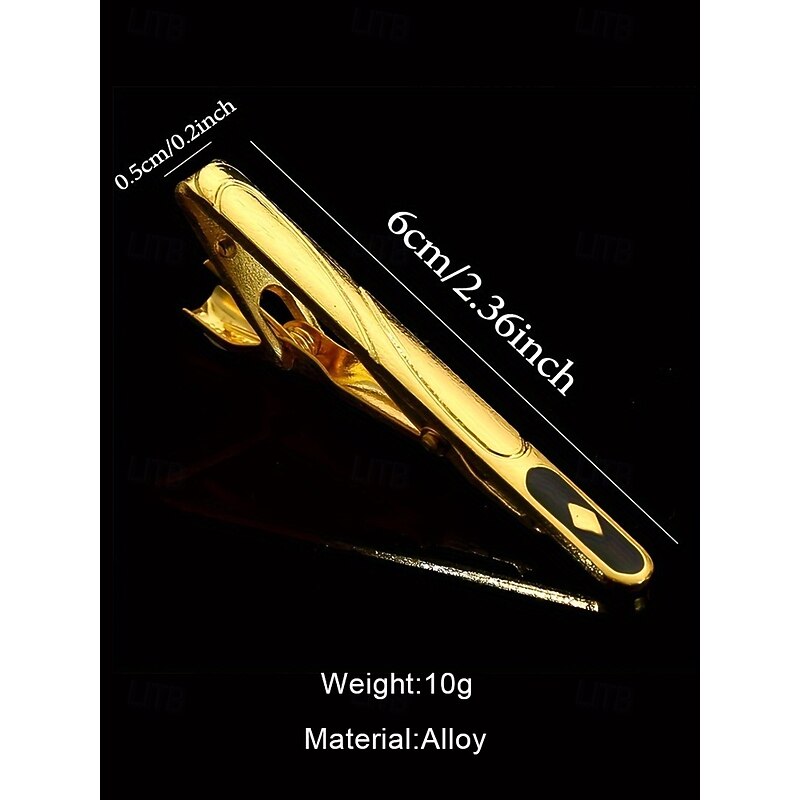 Elegant Gold Tie Clip for Men – Sleek Design with Black Inlay, Perfect for Business, Formal Events and Weddings4