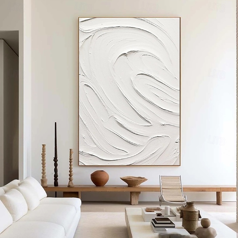Large hand painted White abstract in huge size oil painting  spure white 3D wall art large abstract painting modern minimalist painting textured abstract oil painting wall art painting2