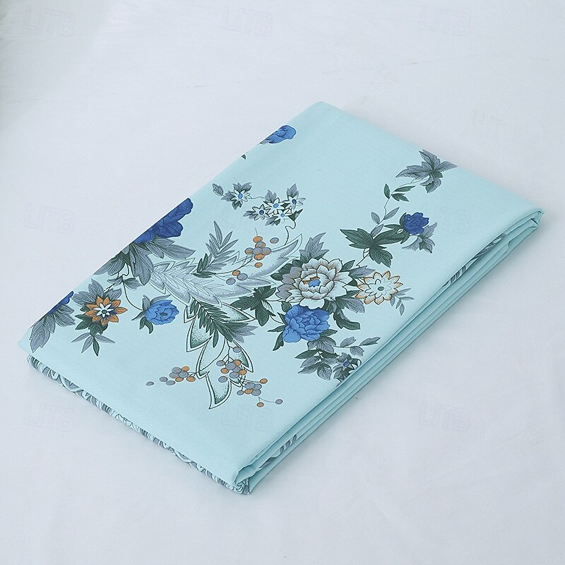 Blue Colorful Floral Flower Printed Cotton Flat Sheet Bed Sheet for Spring Summer2