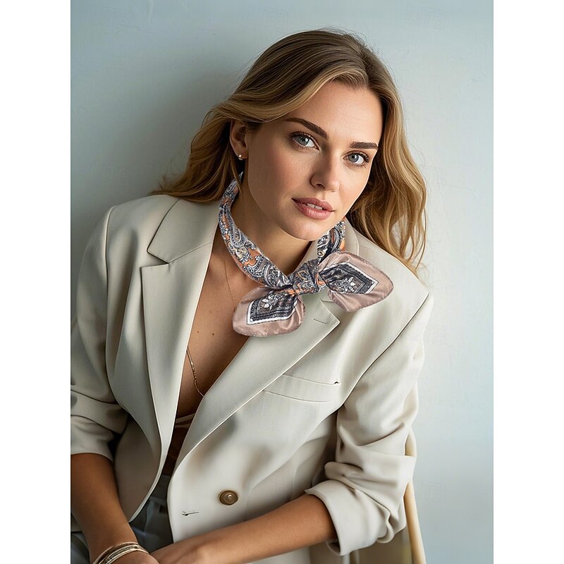 Paisley pattern multicolor silk scarf - soft and stylish women's headband and pocket square, perfect for casual, outdoor and formal occasions2
